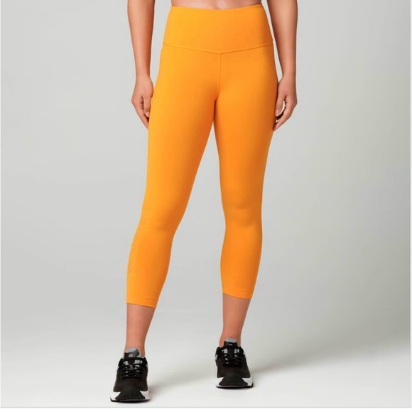 Women's Orange High-Waisted Leggings Bring Your Power High Waisted Crop Leggings - Picture 2 of 5